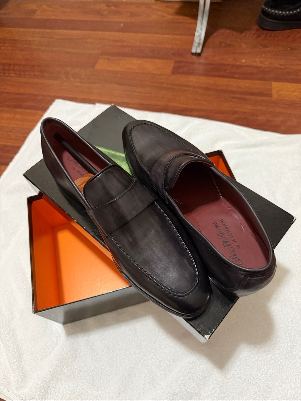 Saks Fifth Avenue Dark Brown Leather Penny Loafers